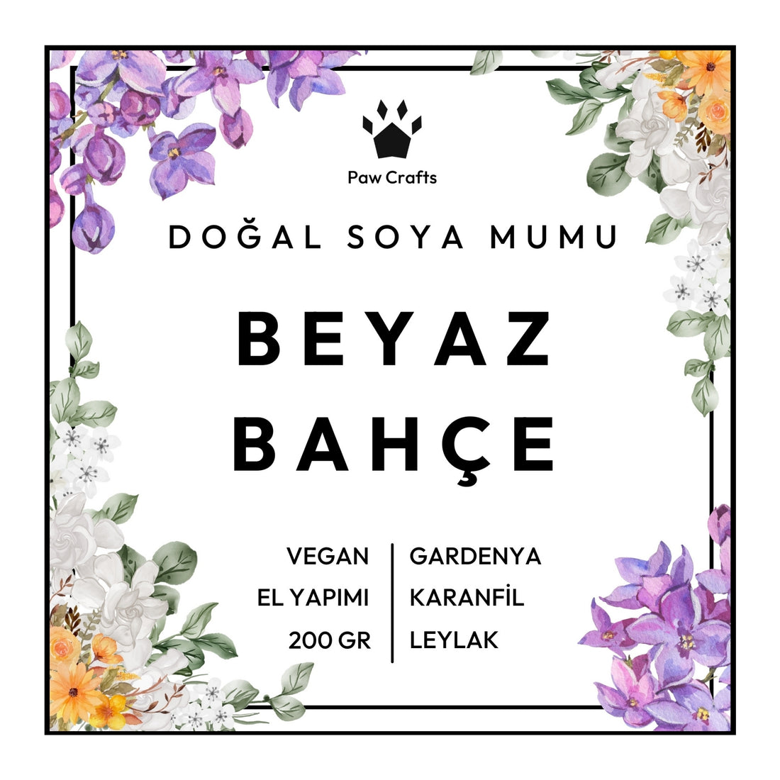 Beyaz Bahçe Kokulu Mum - Yeniden Doldurma - Paw Crafts  - 58692046