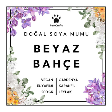 Beyaz Bahçe Kokulu Mum - Yeniden Doldurma - Paw Crafts  - 58692046