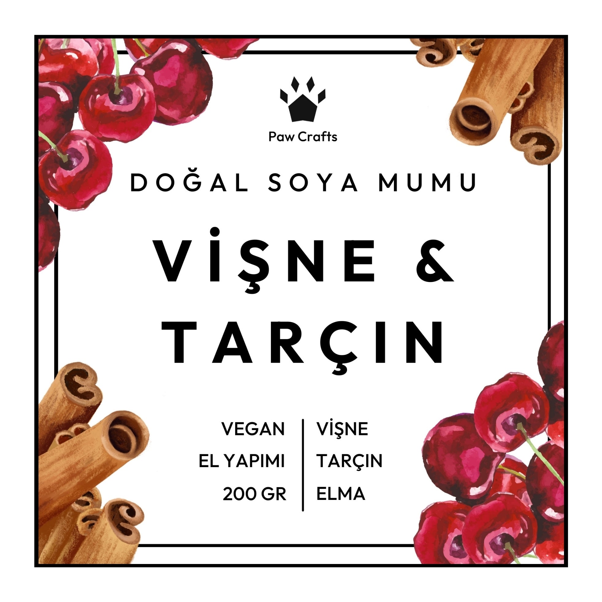 Vişne & Tarçın Kokulu Mum - Yeniden Doldurma - Paw Crafts  - 6312574