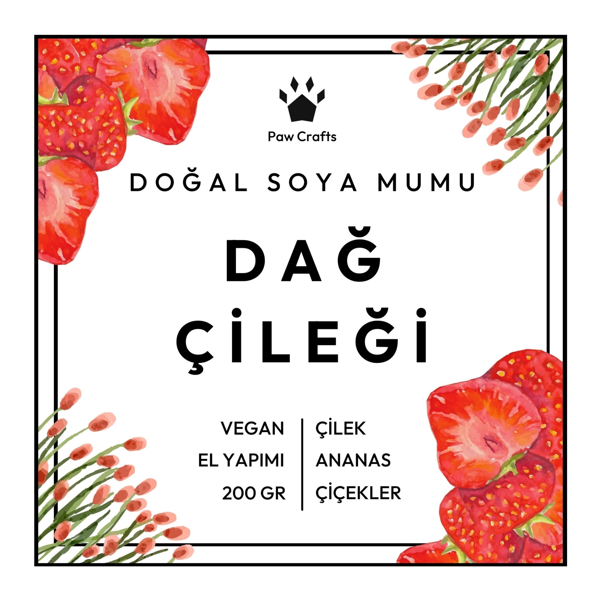 Dağ Çileği Kokulu Mum - Yeniden Doldurma - Paw Crafts  - 92229065